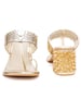 Sole House Glam Luxe Gold Tikki Embroidered Block Heels