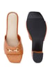 Sole House Everyday Luxe: Tan Bottega Block Heels with Gold Buckle Detail - perfect for parties, celebrations & special occasions.