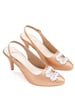 Sole House Glam Diva: Nude Pencil Heels with Silver Brooch for Elegant Evenings - perfect for parties, celebrations & special occasions.