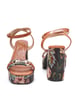 Sole House Flora Heels: Jacquard Floral Tapestry Block Heels with Vegan Leather Straps - perfect for parties, celebrations & special occasions.
