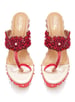 Sole House Red Scarlet Elegance Embroidered Wedge Heels