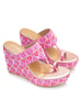 Sole House Elegant Pink Embroidered Wedge Heels